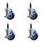 Service Caster 4'' SS Blue Poly Swivel 3/4'' Expanding Stem Caster Set with Brake, 4PK SCC-SSEX20S414-PPUB-BLUE-TLB-34-4 - alternate 1